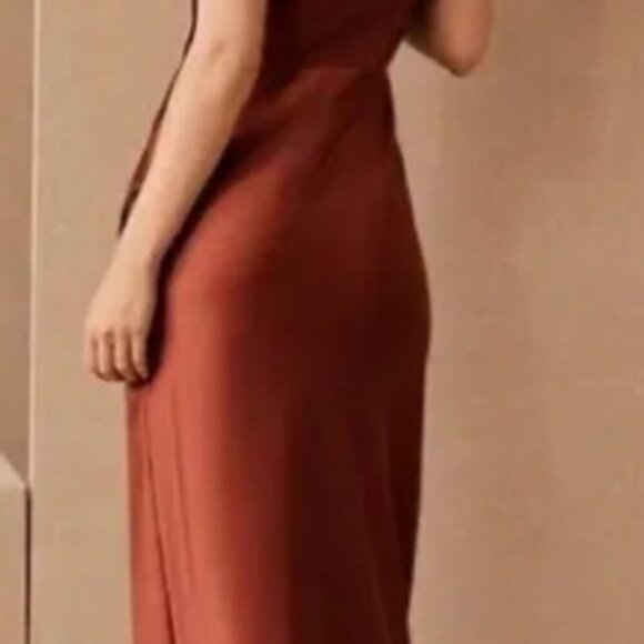 BHLDN Freya Satin Charmeuse Dress | Anthropologie in Cinnamon - Picture 2 of 7